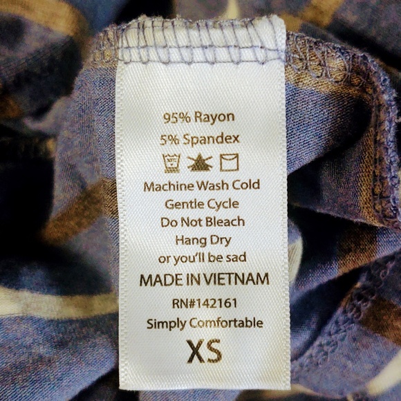 EUC LuLaRoe Julia Dress Soft Blue/Brown/White Striped Skirt Rayon/Spandex XS - Picture 9 of 10